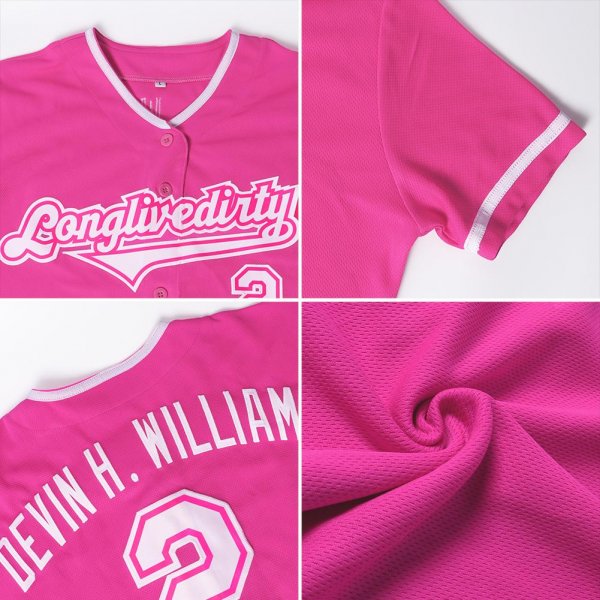 Men's Custom Pink White-Navy Authentic Baseball Jersey