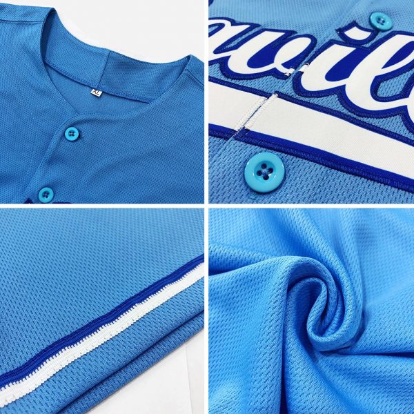 Men's Custom Light Blue White-Royal Authentic Baseball Jersey