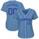 Men's Custom Light Blue White Pinstripe Royal Authentic Baseball Jersey