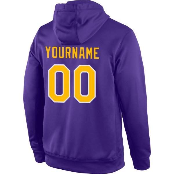 Men's Custom Stitched Purple Gold-White Sports Pullover Sweatshirt Hoodie