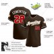 Men's Custom Brown Red-White Authentic Baseball Jersey