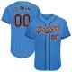 Men's Custom Powder Blue Red Pinstripe Black-White Authentic Baseball Jersey