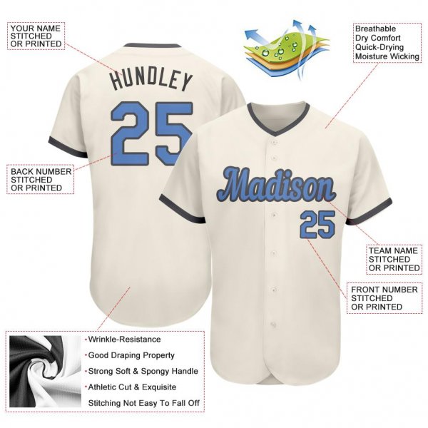 Men's Custom Cream Light Blue-Dark Gray Authentic Father's Day Baseball Jersey