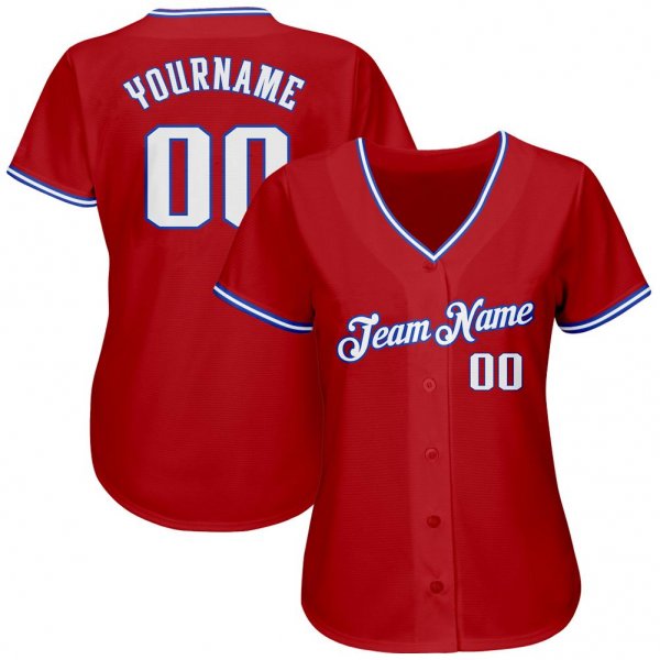 Men's Custom Red White-Royal Authentic Baseball Jersey