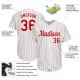 Men's Custom White Red Pinstripe Red-White Authentic Baseball Jersey