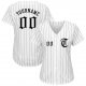 Men's Custom White Black Pinstripe Black-Gray Authentic Baseball Jersey