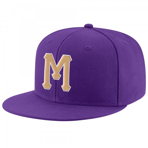 Custom Purple Old Gold-White Stitched Adjustable Snapback Hat