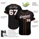 Men's Custom Black White-Orange Authentic Baseball Jersey