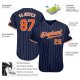 Men's Custom Navy White Pinstripe Orange-White Authentic Baseball Jersey