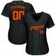 Men's Custom Black Orange-Kelly Green Authentic Baseball Jersey