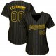 Men's Custom Black Gold Pinstripe Black-Gold Authentic Baseball Jersey