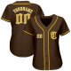 Men's Custom Brown Gold-White Authentic Baseball Jersey