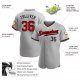 Men's Custom Gray Red-Black Authentic Baseball Jersey