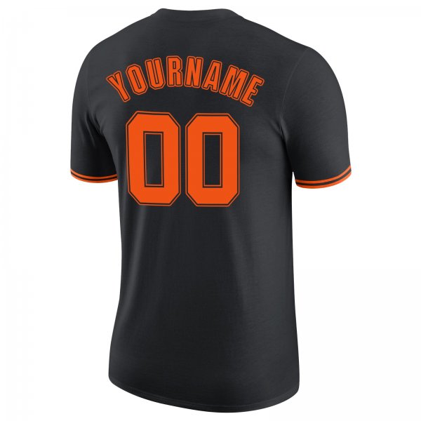 Men's Custom Black Orange-Black Performance T-Shirt