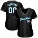 Men's Custom Black White-Panther Blue Authentic Baseball Jersey