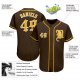 Men's Custom Brown Gold-White Authentic Baseball Jersey