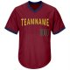 Men's Custom Crimson Navy-Gold Authentic Throwback Rib-Knit Baseball Jersey Shirt