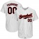 Men's Custom White Black Pinstripe Black-Red Authentic Baseball Jersey