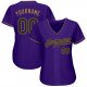 Men's Custom Purple Black Pinstripe Black-Old Gold Authentic Baseball Jersey