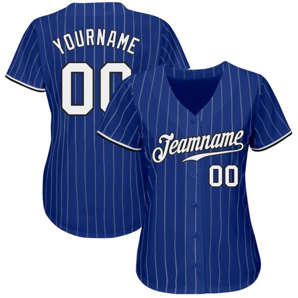 Men's Custom Royal White Pinstripe White-Black Authentic Baseball Jersey