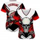 Men's Custom White Red-Black 3D "Skull" Authentic Baseball Jersey