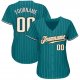 Men's Custom Aqua White Pinstripe White-Old Gold Authentic Baseball Jersey