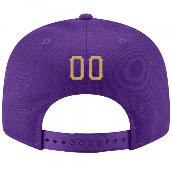 Custom Purple Old Gold-White Stitched Adjustable Snapback Hat