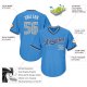 Men's Custom Powder Blue Gray-Navy Authentic Throwback Rib-Knit Baseball Jersey Shirt