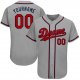 Men's Custom Gray Red-Navy Authentic Baseball Jersey