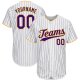 Men's Custom White Purple Pinstripe Purple-Gold Authentic Baseball Jersey