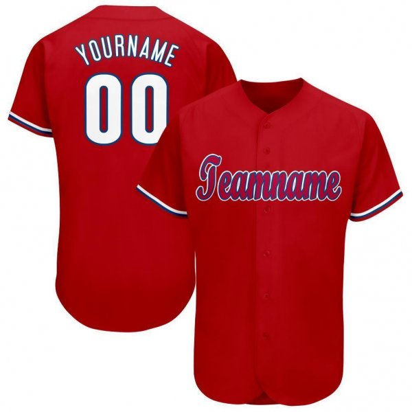 Men's Custom Red White-Royal Baseball Jersey