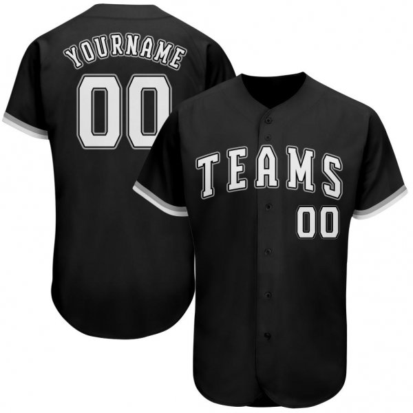 Men's Custom Black White-Gray Authentic Baseball Jersey