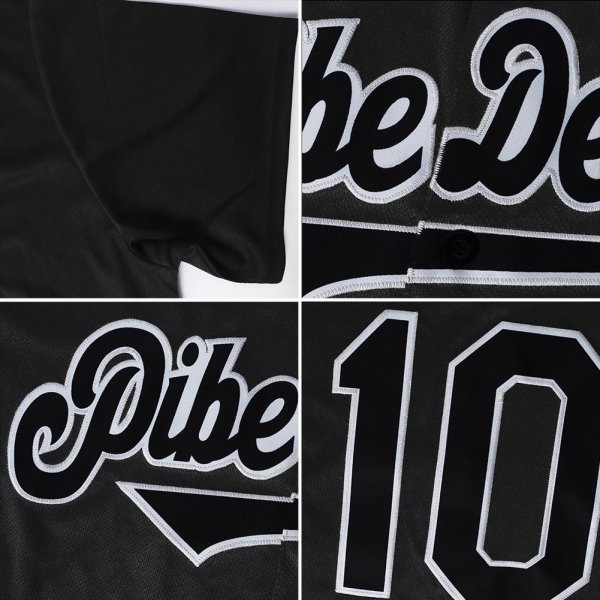 Men's Custom Black White-Orange Authentic Baseball Jersey