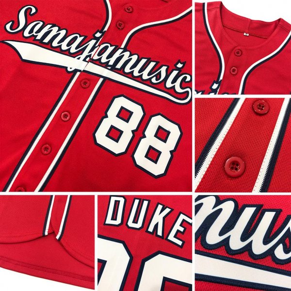 Men's Custom Red White-Royal Authentic Baseball Jersey