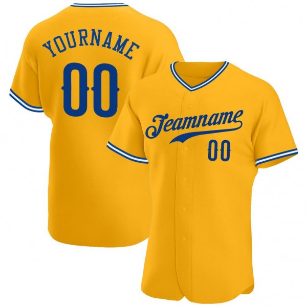 Men's Custom Gold Royal-White Authentic Baseball Jersey