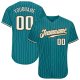 Men's Custom Aqua White Pinstripe White-Old Gold Authentic Baseball Jersey