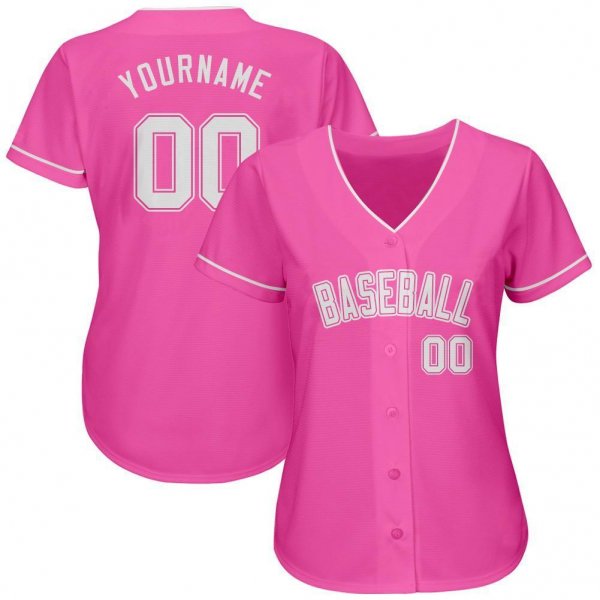 Men's Custom Pink White Authentic Baseball Jersey