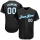 Men's Custom Black White-Panther Blue Authentic Baseball Jersey