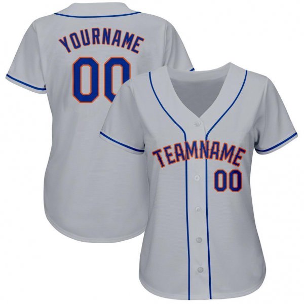 Men's Custom Gray Royal-Orange Baseball Jersey