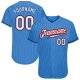 Men's Custom Powder Blue Red Pinstripe White-Navy Authentic Baseball Jersey