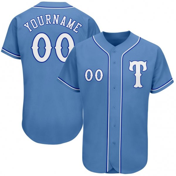 Men's Custom Light Blue White-Royal Authentic Baseball Jersey