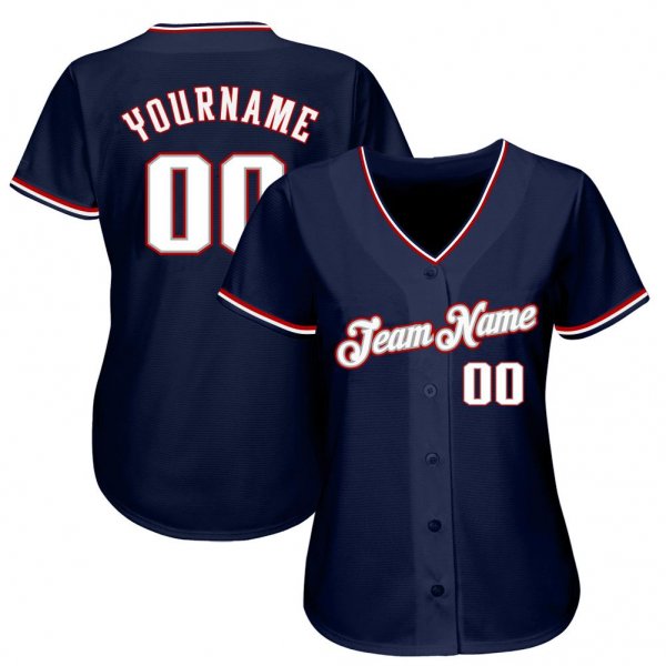 Men's Custom Navy White-Red Authentic Baseball Jersey