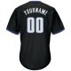 Men's Custom Black White-Blue Authentic Throwback Rib-Knit Baseball Jersey Shirt