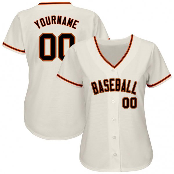 Men's Custom Cream Black-Orange Authentic Baseball Jersey