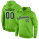 Men's Custom Stitched Neon Green Navy-Gray Sports Pullover Sweatshirt Hoodie