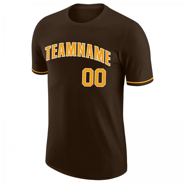 Men's Custom Brown Gold-White Performance T-Shirt