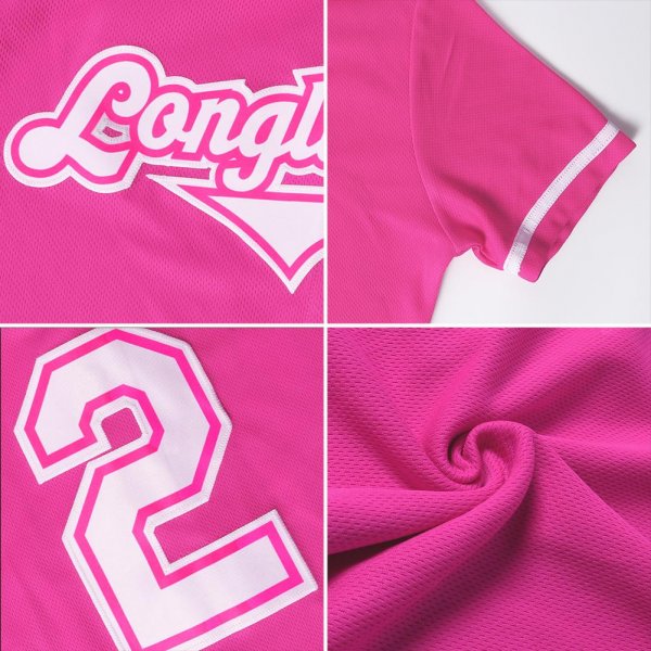 Men's Custom Pink White-Gray Authentic Baseball Jersey