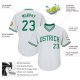 Men's Custom White Kelly Green Authentic Throwback Rib-Knit Baseball Jersey Shirt