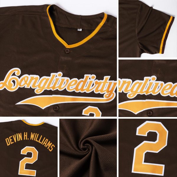 Men's Custom Brown Red-White Authentic Baseball Jersey