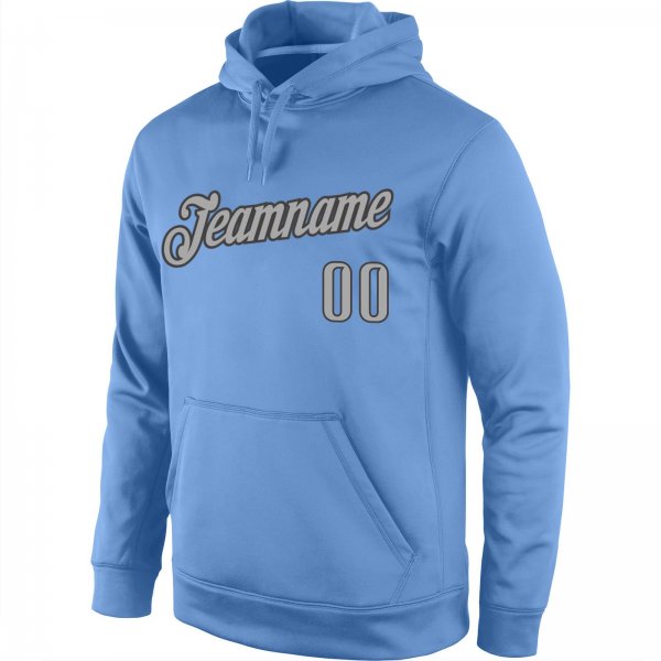 Men's Custom Stitched Light Blue Gray-Navy Sports Pullover Sweatshirt Hoodie